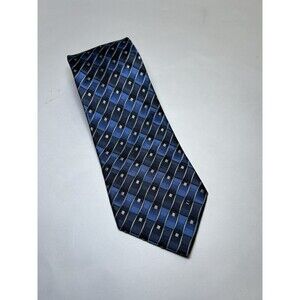 Paul Dione Men’s 100% Silk Stripes & Squares Neck Tie Blue